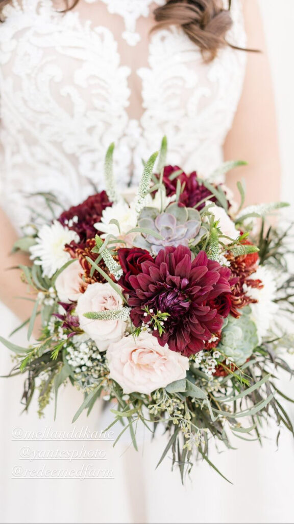 maroon wedding bouquet